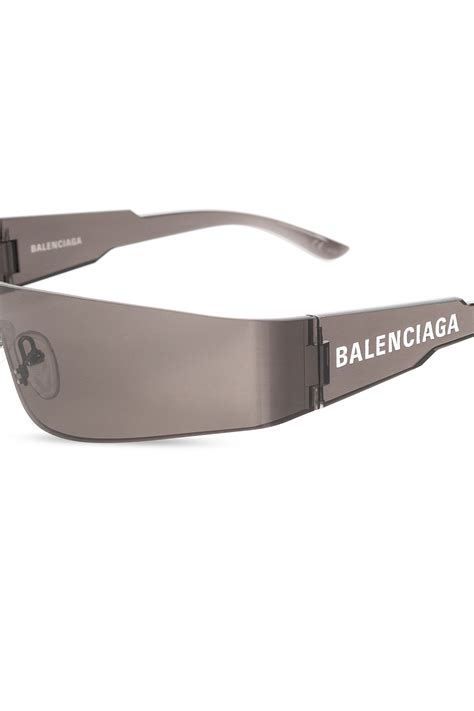 Balenciaga: Black Mono Rectangle Sunglasses .